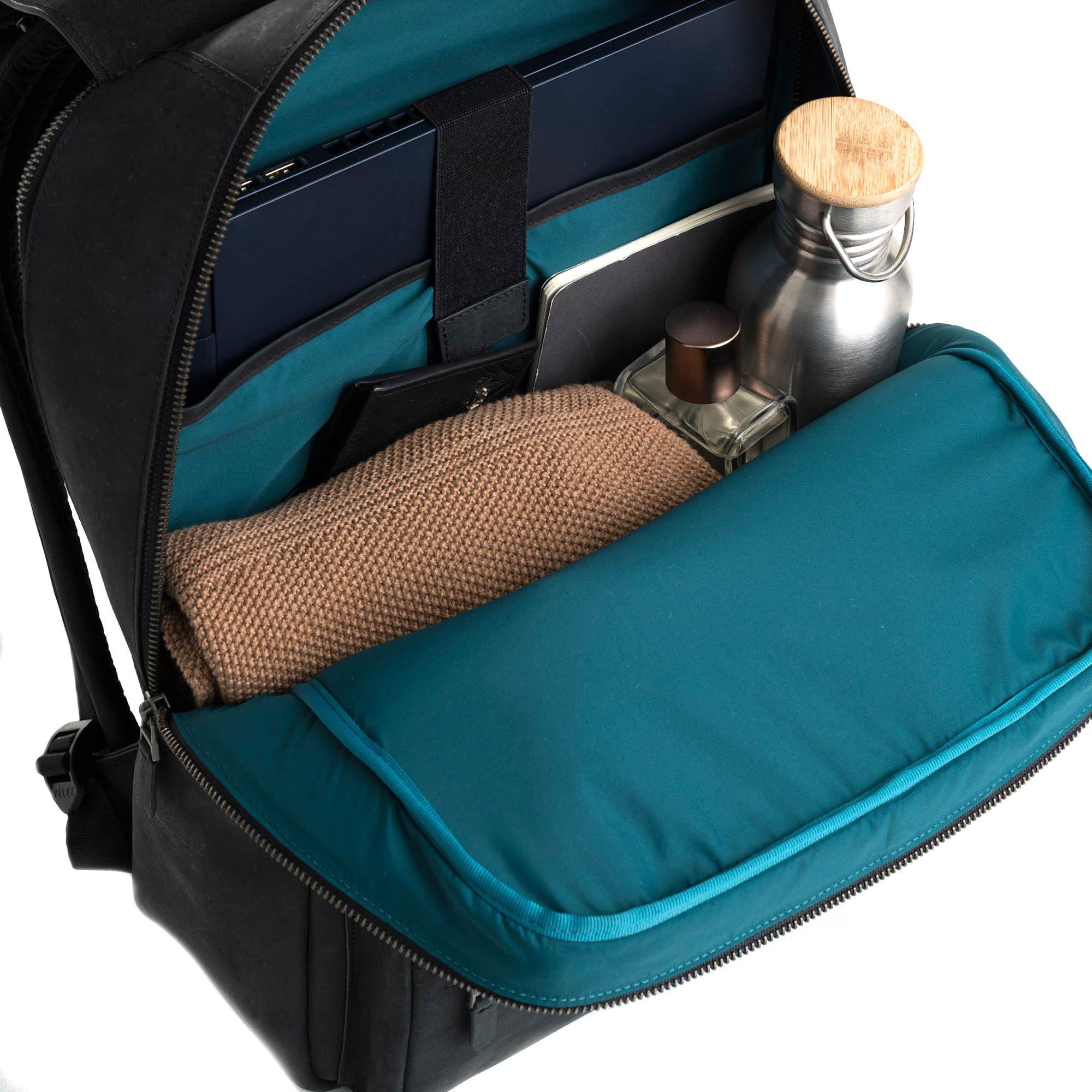 VELEZ VELEZ Black Top Grain Leather Backpack for Men and Women 17 Inch Laptop Bag for Work Handmade Business Bookbag With Large Capacity Computer Travel Shoulder Bags