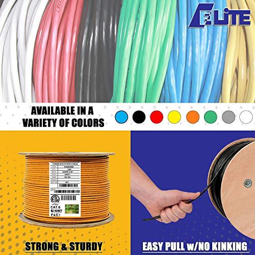 Elite Elite Cat6A Shielded Plenum (CMP), 1000ft, FTP 23AWG, 650MHz, Solid Pure Copper, UL Certified, UL-LP Certification, Bulk Ethernet Cable Reel, Orange