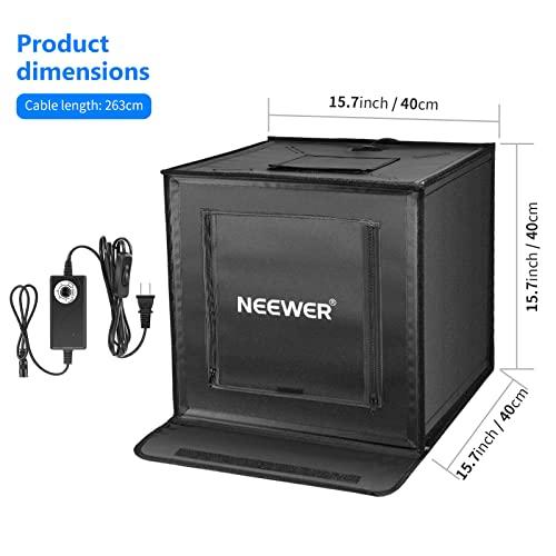 Neewer NEEWER Photo Studio Light Box, 16\" x 16\" Shooting Light Tent with Adjustable Brightness, Foldable and Portable Tabletop Photography Lighting Kit with 80 LED Lights and 4 Colors Backdrops
