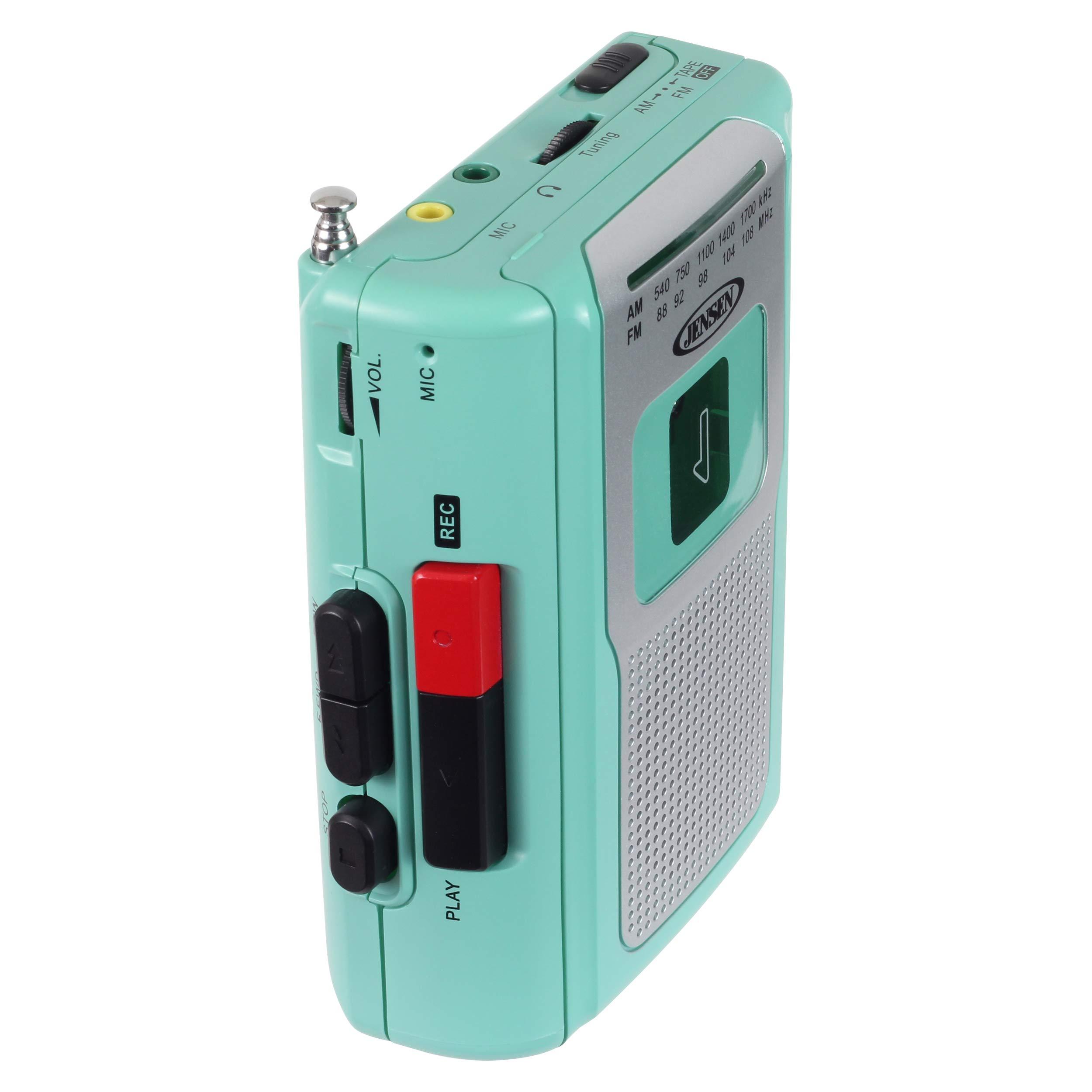 Jensen Jensen CR-100 Retro Portable AM/FM Radio Personal Cassette Player Compact Lightweight Design Stereo AM/FM Radio Cassette Player/Recorder & Built in Speaker (Teal Limited Edition)