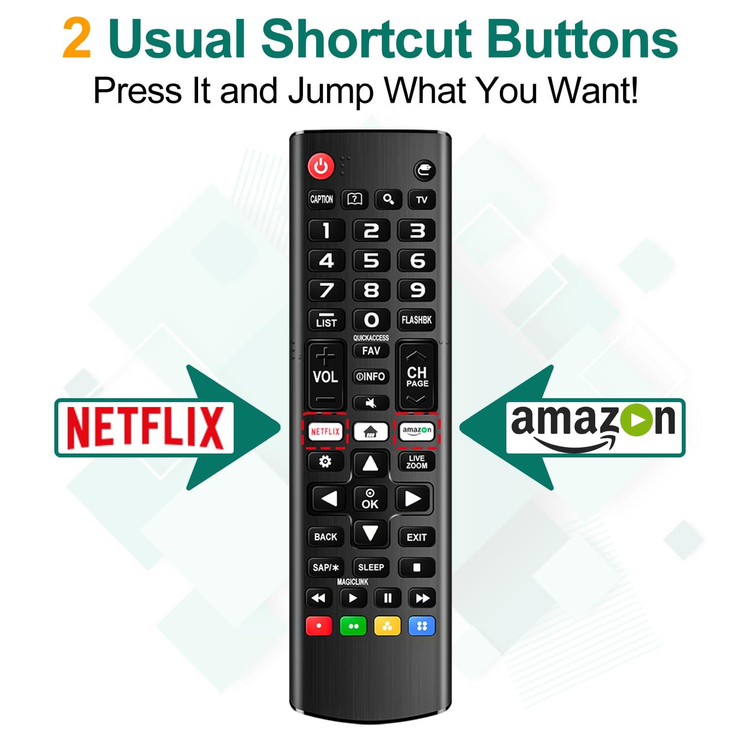 Yimaut (Pack of 2) Universal Remote for LG Smart TV, Compatible with All LG TV Remote Control LCD LED OLED UHD HDTV 3D 4K Smart TV Models, Replacement Remote with Netflix Amazon Shortcuts Key