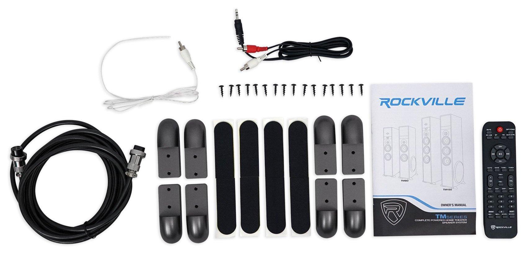 Rockville Rockville (1 TM150C Cherry Powered Home Theater Tower Speakers 10" Sub/Bluetooth/USB Bundle with (1) Mini WiFi Music Player Wireless Audio Streaming Multiroom Stereo Receiver (2 Items)