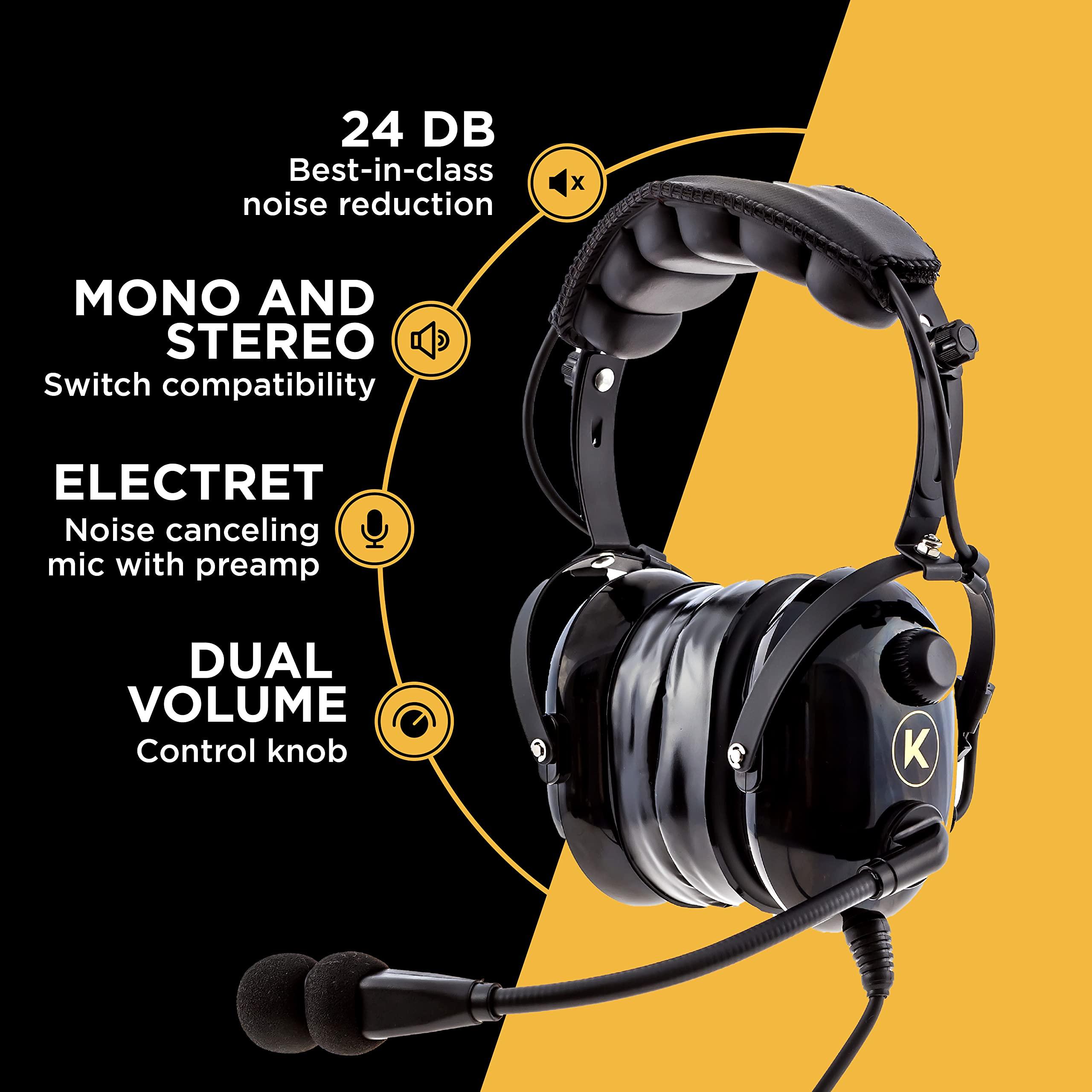 KORE AVIATION KORE AVIATION KA-1 General Aviation Headset for Pilots with 100% Cotton, Washable, Double Knit, Cloth Ear Cover (Sold in Pairs)