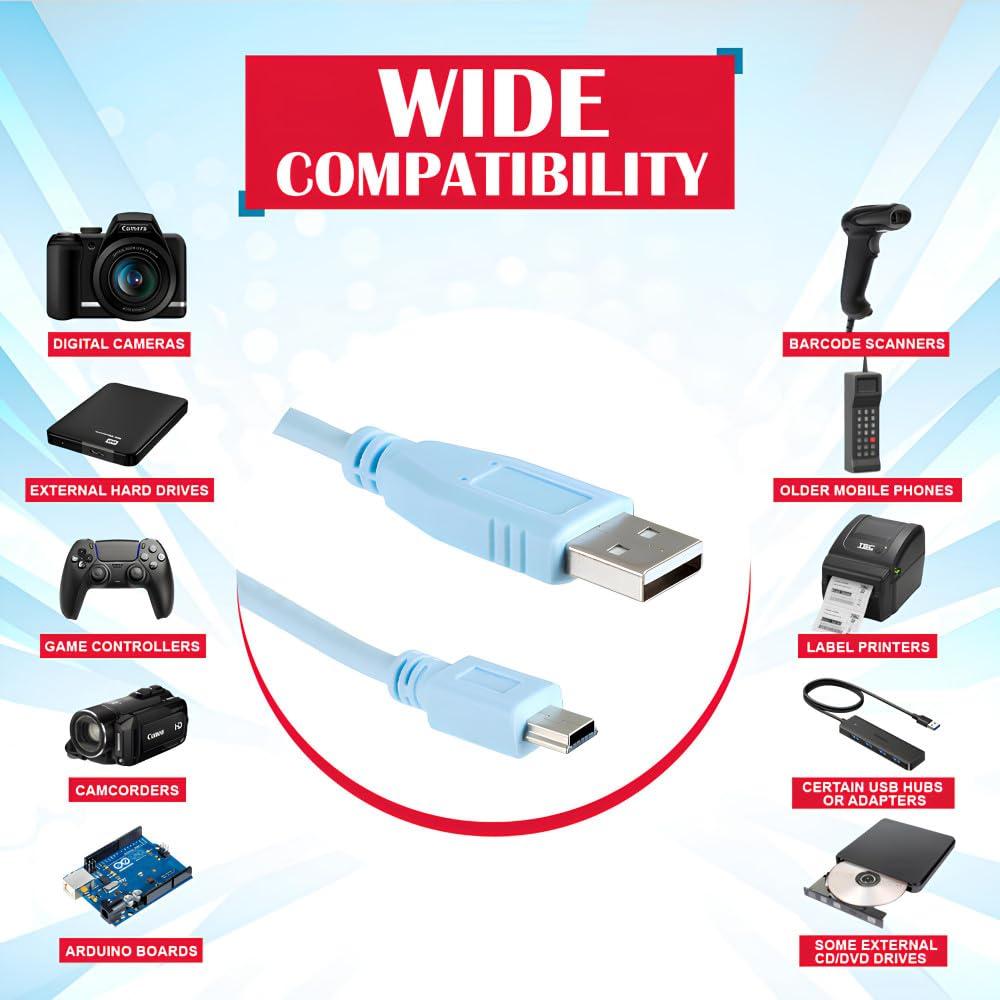 CablesAndKits CablesAndKits USB Console Cable (Compatible with Cisco rollover console cable CAB-CONSOLE-USB), 6ft, USB 2.0 type A to type mini B, Connect to Routers, Switches, and Firewalls