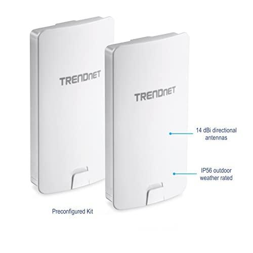 TRENDnet TRENDnet 14 DBI WiFi AC867 Outdoor Poe Preconfigured Point-to-Point Bridge Kit, 14 DBI Directional Antennas, for Point-to-Point WiFi Bridging Applications, 5GHz, AC867, TEW-840APBO2K