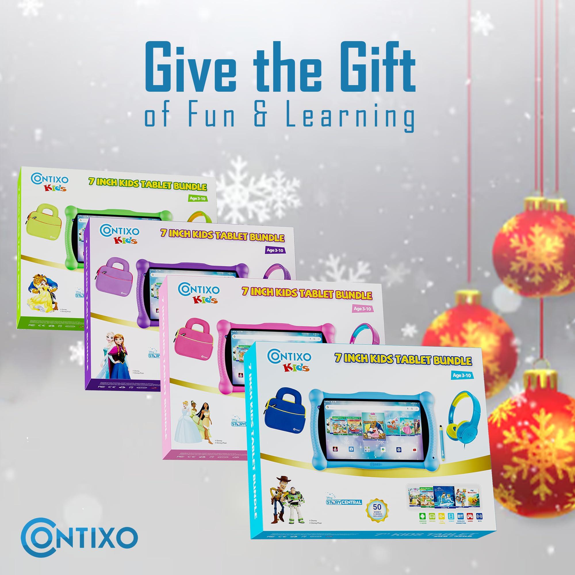 Contixo Contixo 7" Disney Kids Learning Tablet Bundle - Headphones, Stylus & Bag, Pre-Installed Disney Storybook (Value $200) & Teacher-Approved Apps, Parental Controls, Ideal for Education - Green