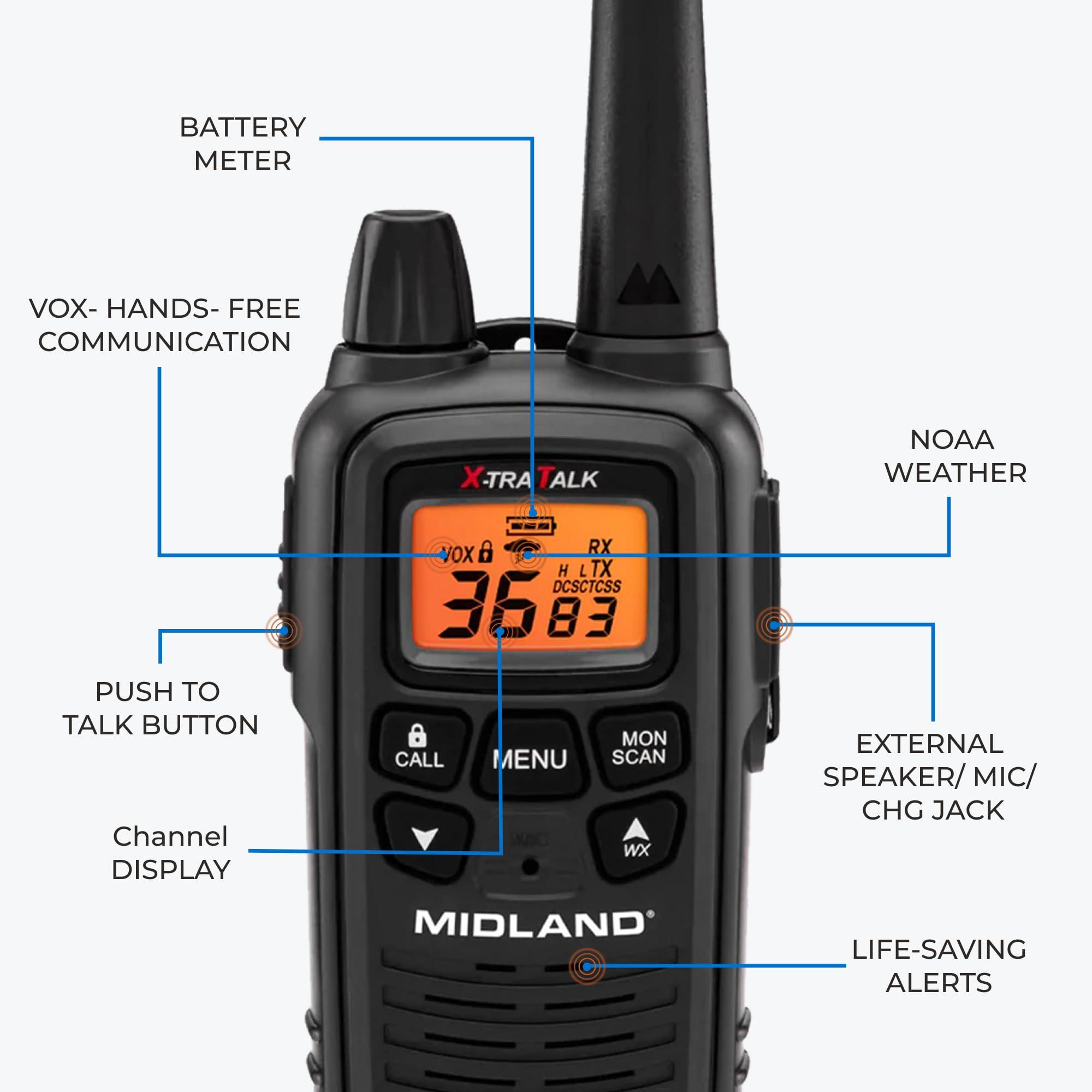 Midland LXT600BBX6 Midland LXT600BBX6 FRS Business Walkie Talkies - Long Range 36-Channel Two-Way Radios with Headsets and Charging Base, NOAA Weather Alerts (6-Pack, Black)