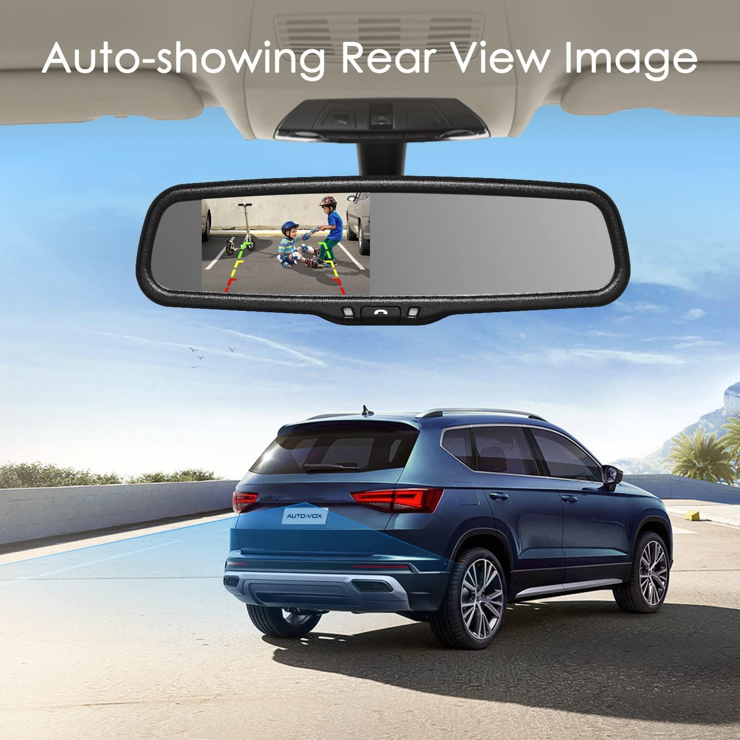 AUTO-VOX Rear View Mirror Camera with 4.3 Monitor, Super Night Vision OEM Backup Camera Mirror with IP 68 Waterproof Back Up Camera for Car, Rearview Mirror for Parking & Driving Safety AUTO-VOX T2