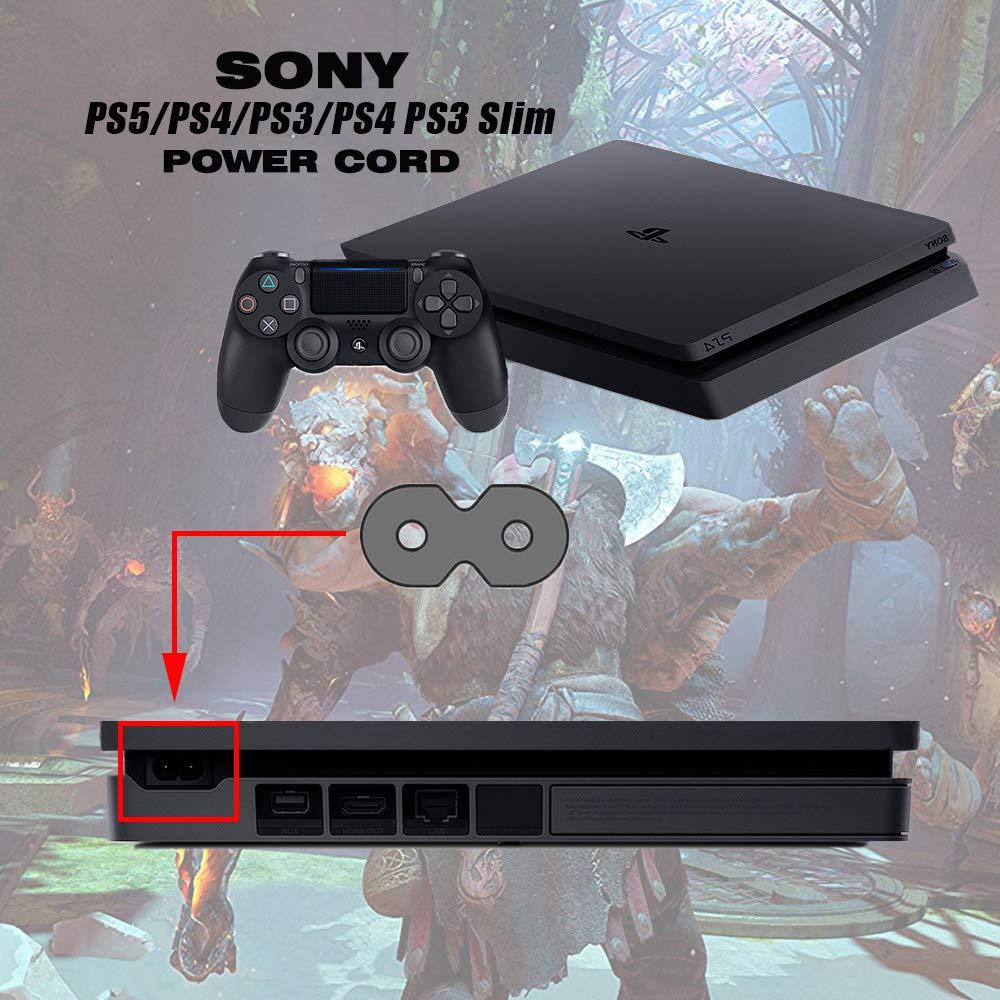 Bicmice AC Power Cord for PS5 PS4 PS3 Sony PlayStation 5 4 3 Slim,Xbox One S/X Game Console,2 Prong 7a 125v Replacement Plug Power Cable 6Ft[UL Listed]