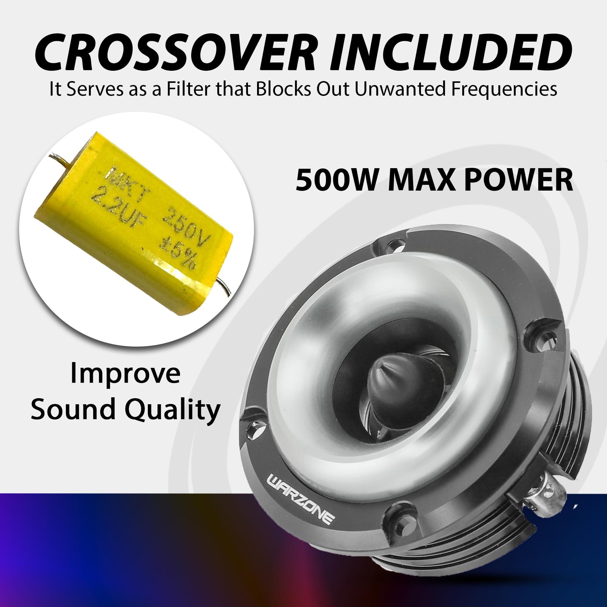 Warzone Warzone WZ20TW 2.88-Inch Super Tweeter Speaker, 4 Ohm, 500W Max Power, 105dB Sensitivity, Titanium Diaphragm, CCAW Voice Coil for Pro Car Audio