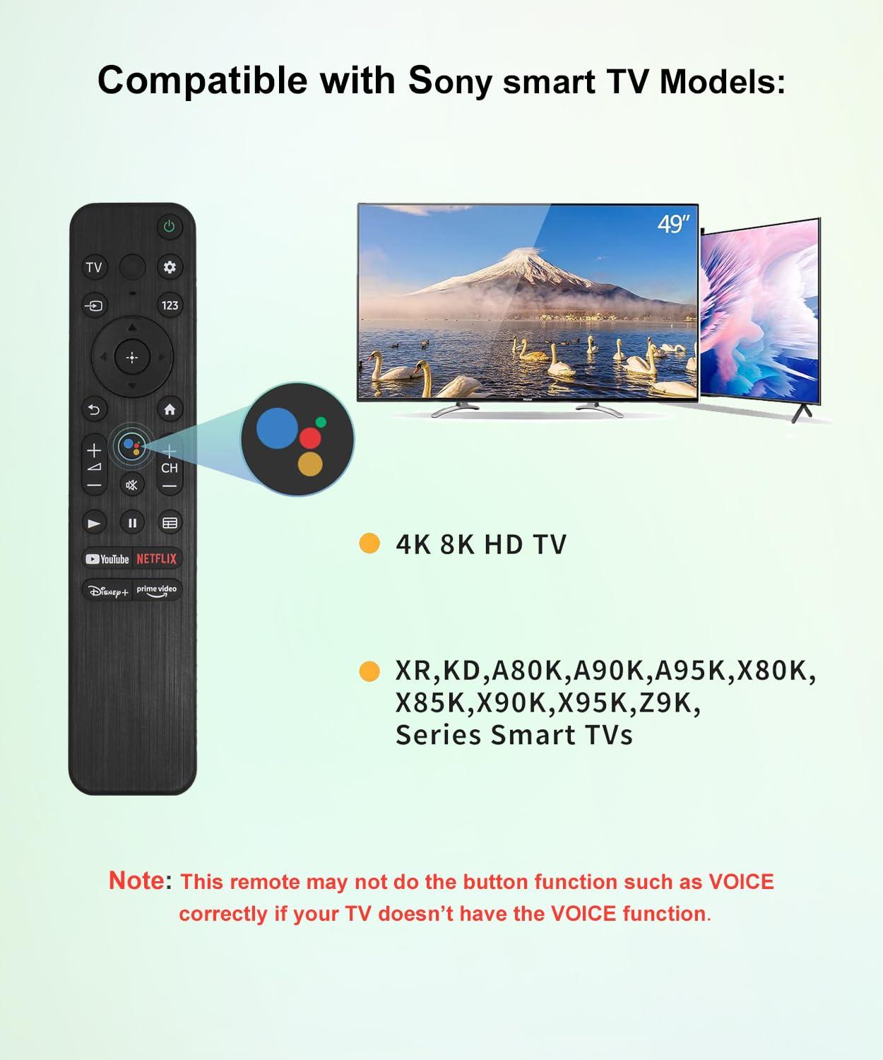 JISOWA JISOWA Replacement Voice Remote Control Universal for Sony Bravia Smart TV All 4K 8K XR KD A75K A80K A80CK A83K A84K A90K A95K X72K X73K X80K X81K X82K X85K X85TK X89K X90K X94K X95K Z9K Series Models