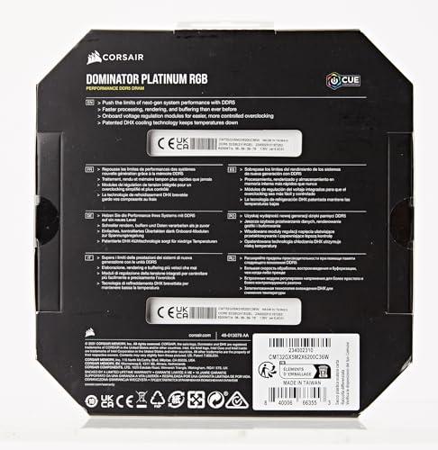 Corsair CORSAIR DOMINATOR PLATINUM RGB DDR5 RAM 32GB (2x16GB) 6200MHz CL36 Intel XMP iCUE Compatible Computer Memory - White (CMT32GX5M2X6200C36W)