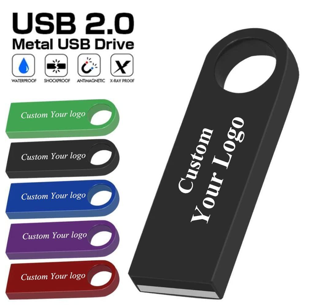 3CPizai 10 Pack 64GB Custom USB Flash Drives Personalized Your Logo, Customize Name Logo Metal USB Pendrive Memory Stick,Customize Logo USB 2.0 for Company Ads Wedding Photography Vedio Gift (Sliver 64GB)