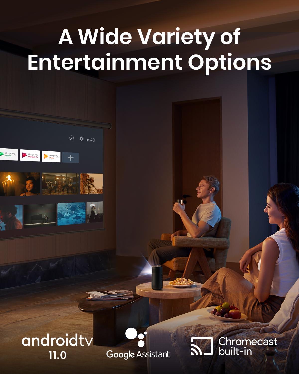 NEBULA Nebula Anker Capsule 3 Laser 1080p, Smart, Wi-Fi, Mini Projector, Black, Portable Projector, Laser Projector, Autofocus, 120-Inch Picture, Built-in Battery, 2.5 Hours of Playtime (Renewed)