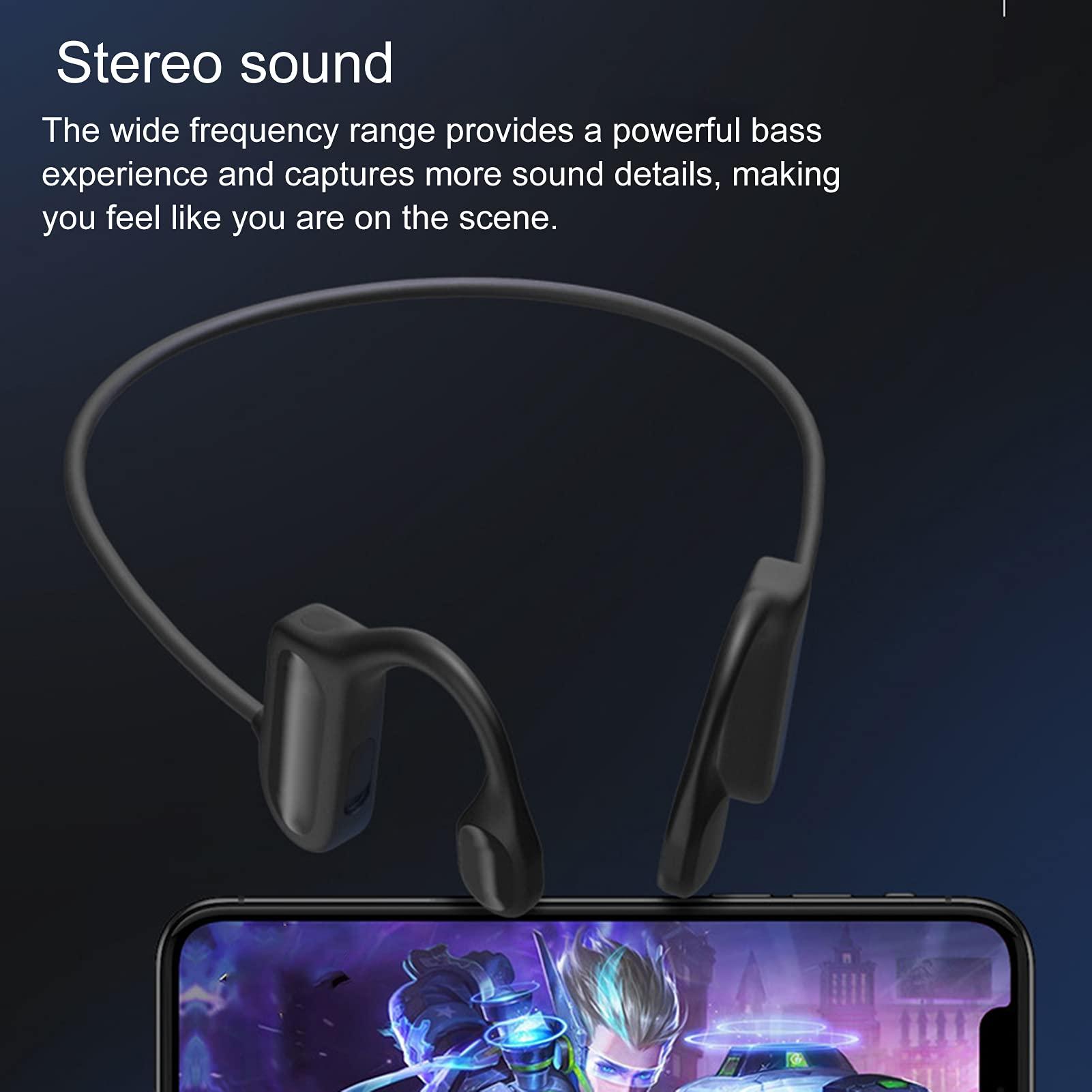 ZTGD ZTGD BL09 Wireless Bluetooth Bone Conduction Headphones Bluetooth-Compatible IPX5 Life Waterproof Long Standby Stereo Wireless Hanging-Ear Earphone for Sports Black