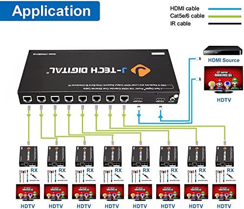 J-Tech Digital J-Tech Digital JTDHDEX1x8 ProAV Premium Quality 1X8 HDMI Extender/HDMI Amplifier/HDMI Splitter Over Ethernet Cable