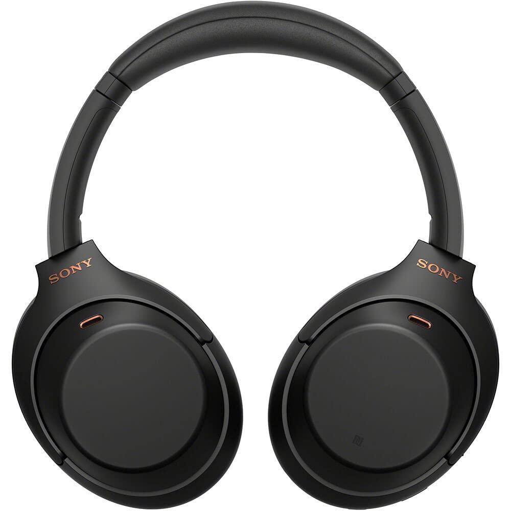 Sony Sony WH-1000XM4 Wireless Noise-Canceling Over-Ear Headphones (Black) with Mic for Phone-Call and Voice Control (WH1000XM4/B) + Headphone Stand + USB Adapter