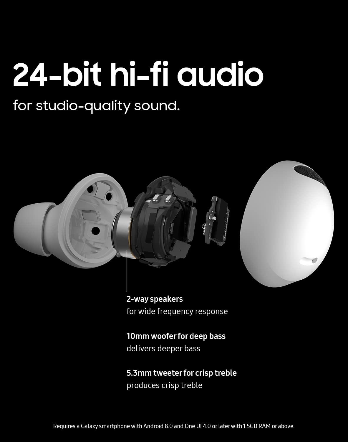 SAMSUNG SAMSUNG Galaxy Buds 2 Pro True Wireless Bluetooth Earbuds w/ Noise Cancelling, Hi-Fi Sound, 360 Audio, Comfort Ear Fit, HD Voice, Conversation Mode, IPX7 Water Resistant, Graphite (Renewed)