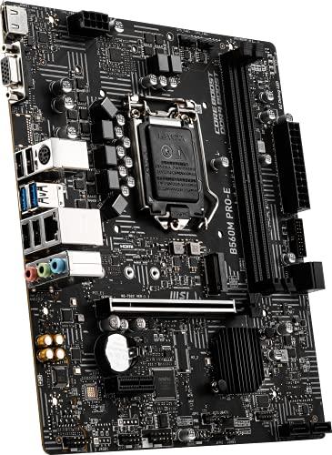 MSI MSI B560M PRO-E ProSeries Motherboard (mATX, 11th/10th Gen Intel Core, LGA 1200 Socket, DDR4, PCIe 4, M.2 Slot, USB 3.2, Gbps LAN)