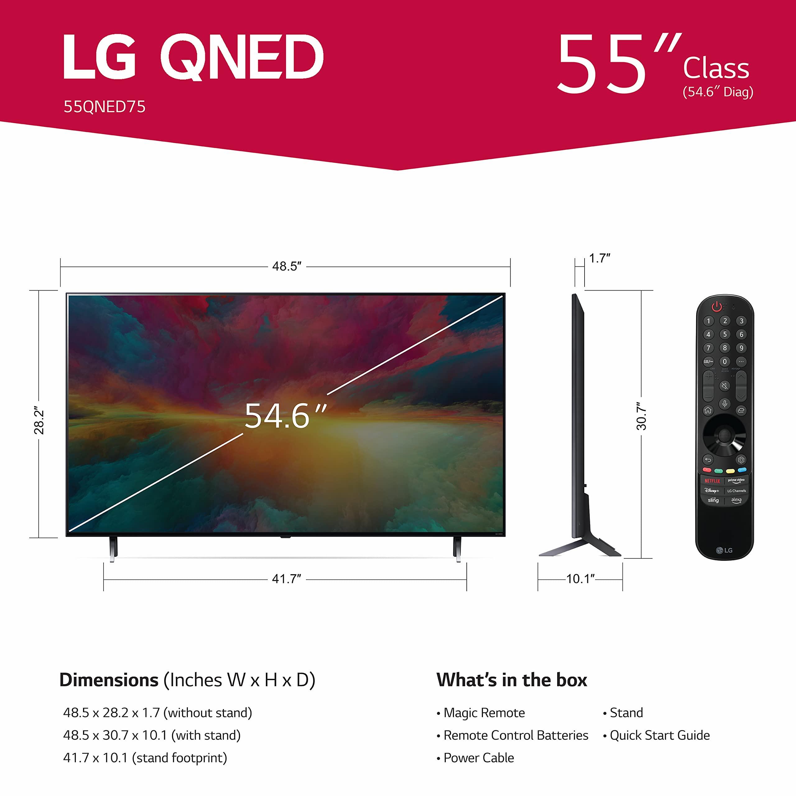 LG LG QNED75 Series 55-Inch Class QNED Mini-LED Smart TV 55QNED75URA, 2023 - AI-Powered 4K TV, Alexa Built-in (Renewed)