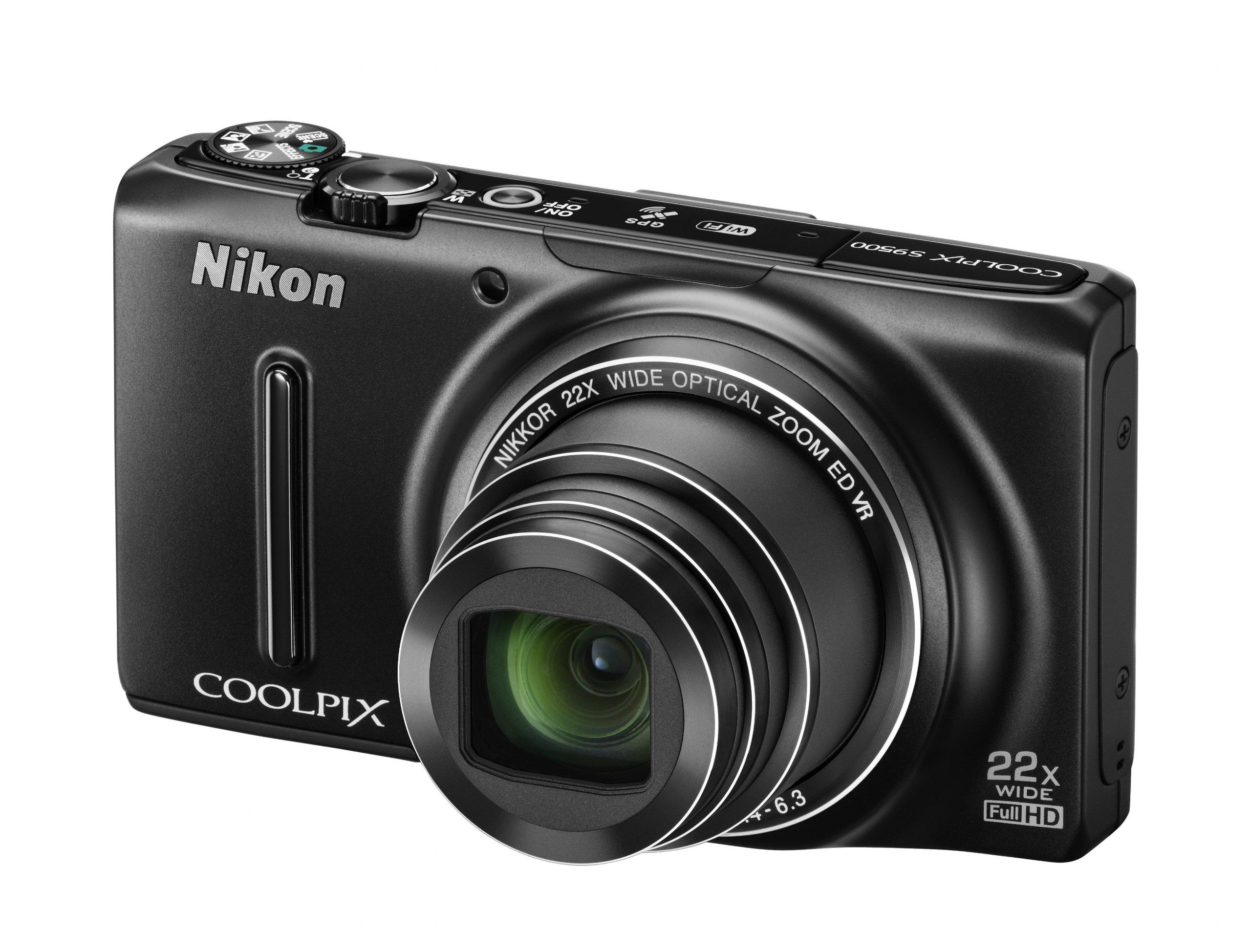 Nikon Nikon COOLPIX S9500 Wi-Fi Digital Camera with 22x Zoom and GPS (Black) (Old Model) (Renewed)