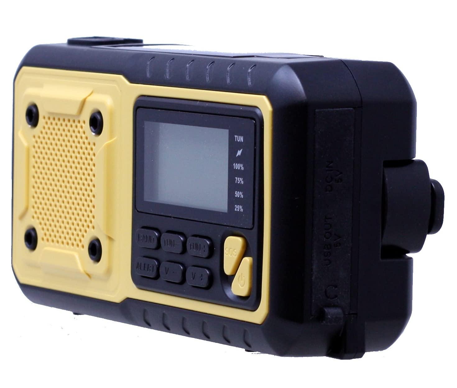 Kaito Kaito Voyager KA368 Digital Emergency Radio - AM/FM NOAA Weather Alert 4-Way Powered Solar Crank Radio Receiver with LED Flashlight and USB 4,000 mAh Mobile Phone Charger (Yellow)