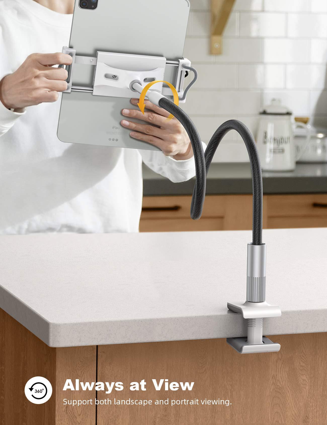 Lamicall Lamicall Gooseneck Tablet Holder, Tablet Mount : Flexible Arm Clip Tablet Stand for Bed, Tablet Desk Mount, Compatible with iPad Pro 11\", Mini Air, Galaxy Tabs More 4.7 to 10.5\" Phones and Tablets