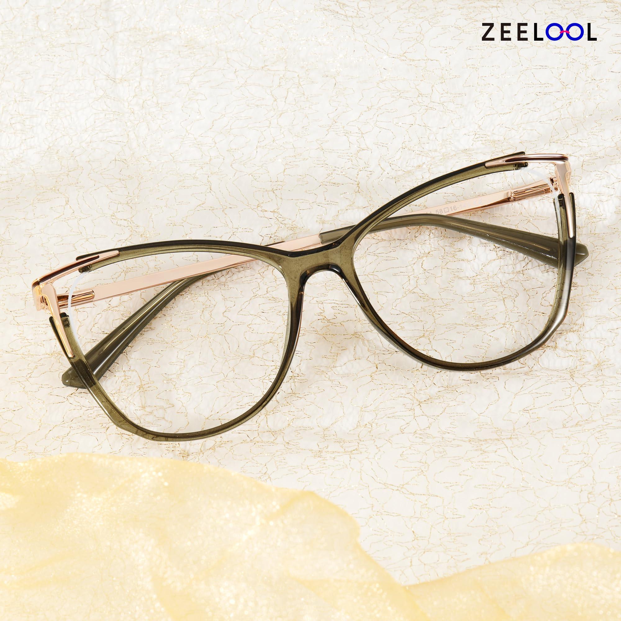 Zeelool Zeelool Blue Light Blocking Glasses, Cat Eye Glasses Frame for Women Eyeglasses with Non-prescription Clear Lenses ZJGX368841-14B