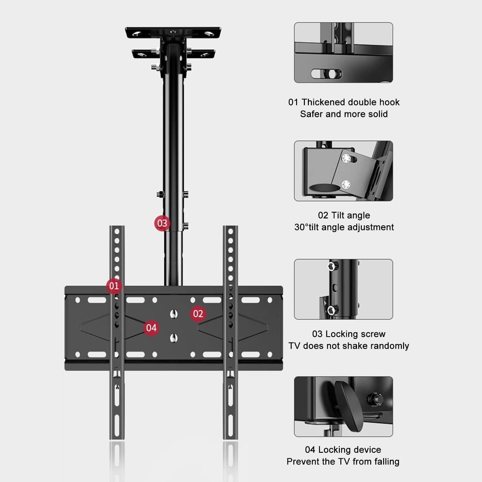 EoxinDm Wall Mount TV Bracket, 360 Deg Rotation Tilt Swivel TV Mount, Ceiling TV Mount, Fits 26-60 Inch TVs, VESA Max 400x400mm, Load 50Kg/110Lbs (Size : 4M) (Size : 3M)
