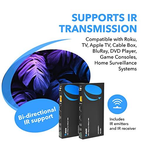 OREI OREI UltraHD HDMI Extender 4K 18G HDBaseT Over Single CAT5e/CAT6 Cable 4K @ 60Hz Upto 230FT with IR Remote 1080P Upto 330 Ft - Power Over Cable - Zero Latency Black