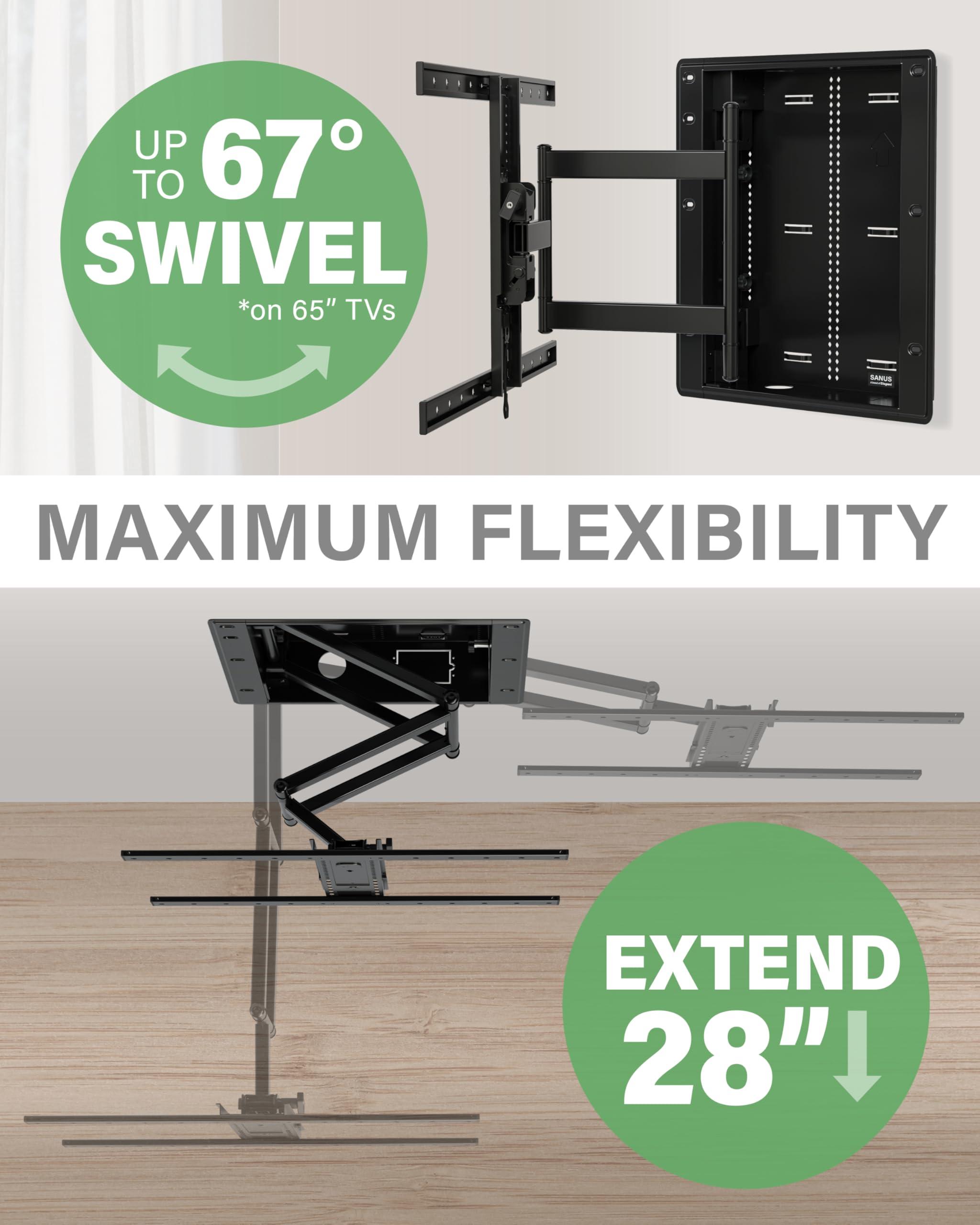 Sanus SANUS Recessed TV Wall Mount for 42"-85" Screens - Premium Full Motion TV Mount Tilts, Swivels & Extends for Optimal Views - Easy Install & Low Profile Design - VIWLF128-B2