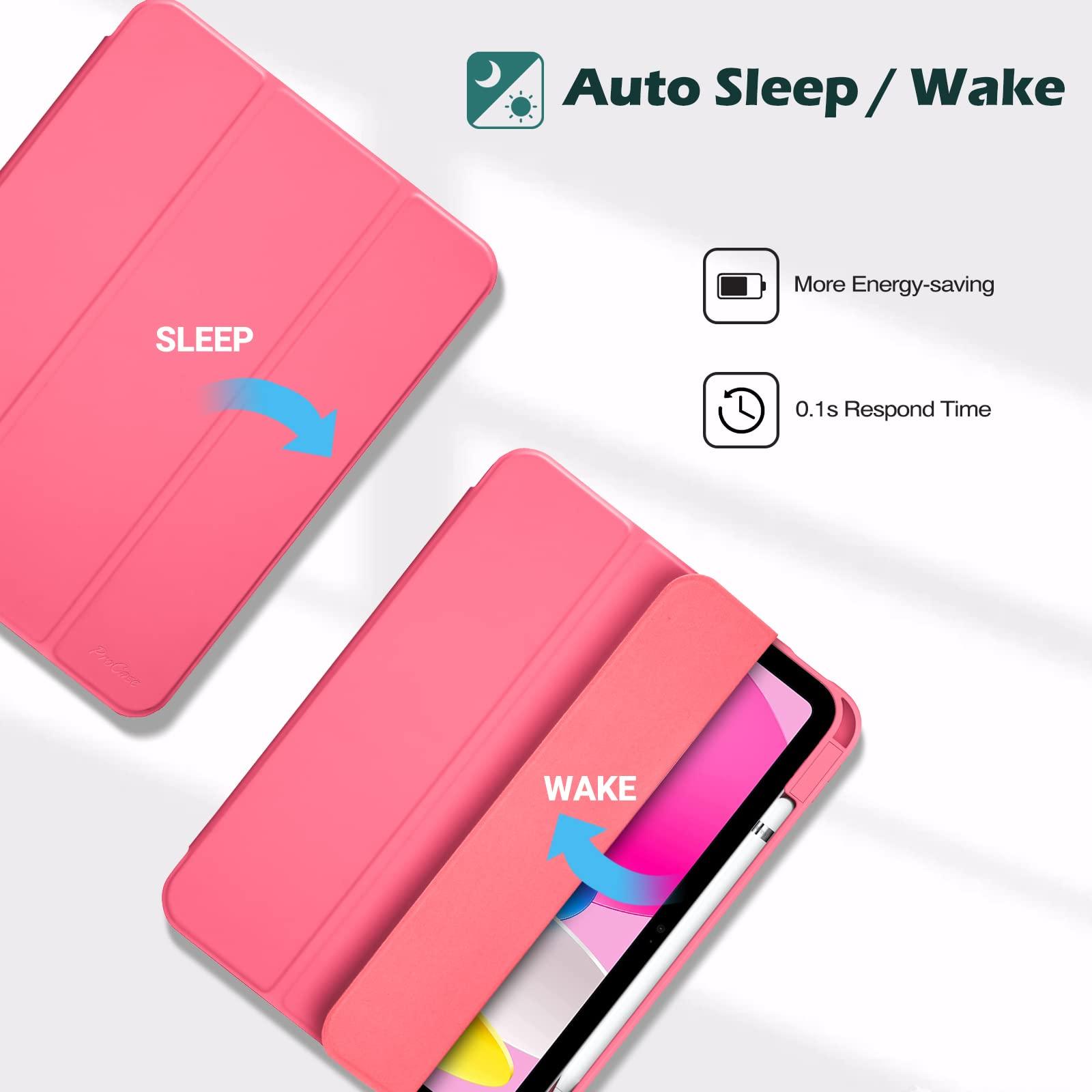 ProCase ProCase for iPad 10th Generation Case with Pencil Holder 2022 iPad 10.9 Inch Case -Pink Bundle with iPad 10th Generation 10.9 2022 Privacy Screen Protector A2696/A2757/A2777