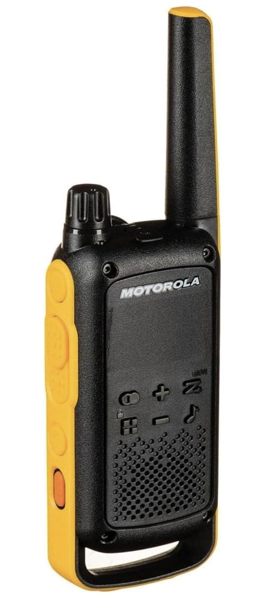 Motorola Solutions Motorola Solutions Portable FRS Talkabout T470 Two Way Radio Rechargeable 8-Pack Walkie Talkies Black/Yellow 22 Channels 8 Remote Speaker Mics