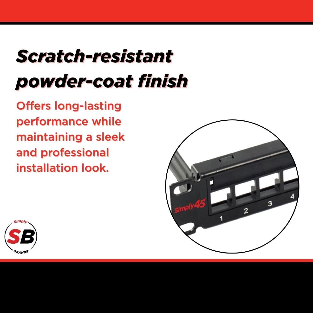 Simply45 Simply45 24-Port Unloaded STP Keystone Patch Panel - 1RU, Includes Cable Management Bracket, 24 Cable Ties and Rack Screws - S45-2024SU