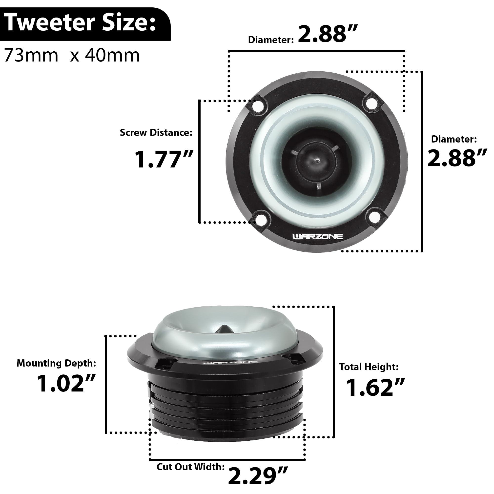 Warzone Warzone WZ20TW 2.88-Inch Super Tweeter Speaker, 4 Ohm, 500W Max Power, 105dB Sensitivity, Titanium Diaphragm, CCAW Voice Coil for Pro Car Audio