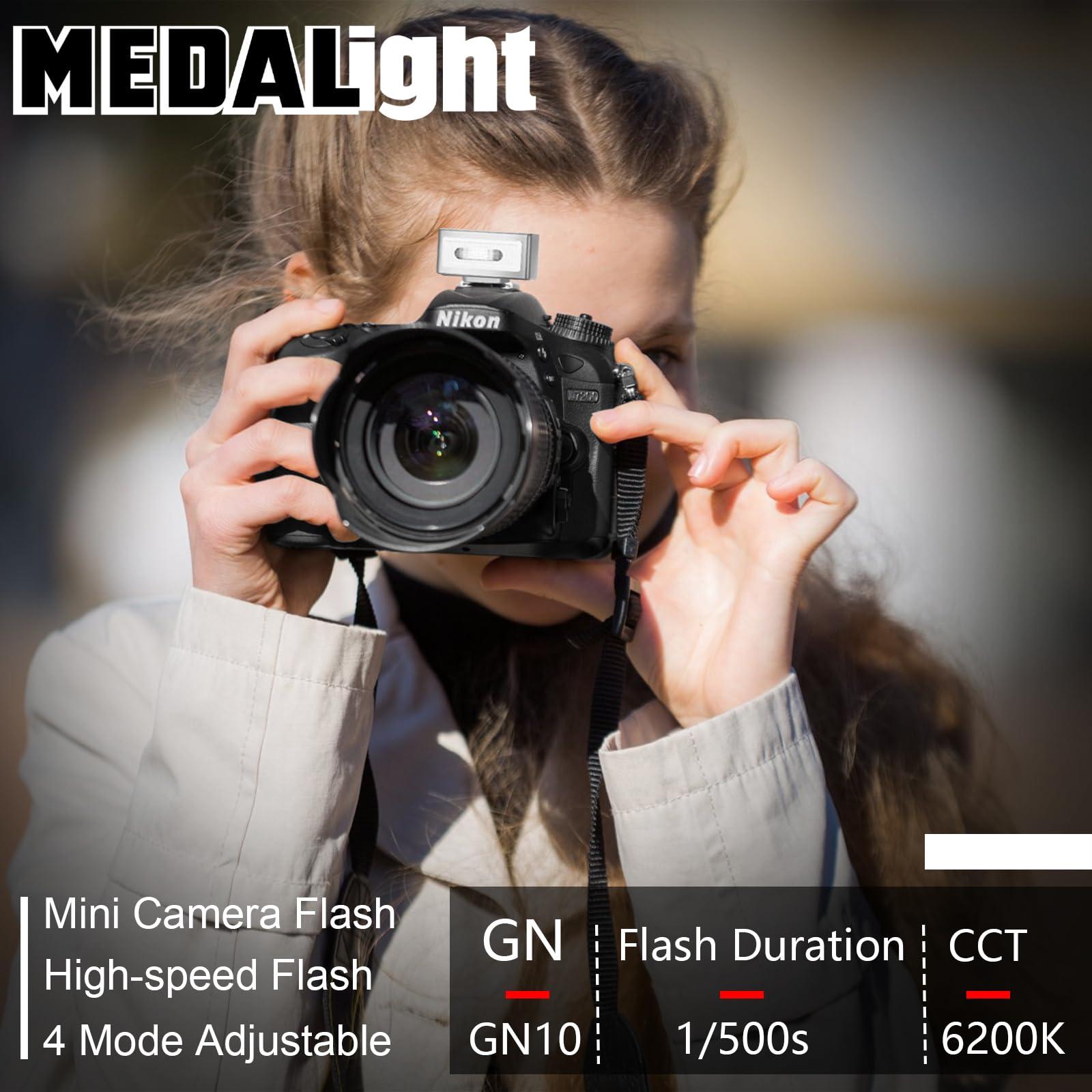 MEDALight MEDALight F1 Mini Camera Flash Camera Flash Speedlite for Ricoh (GR3/GR3X,etc.) Fuji/Sony/Nikon/Canon,Digital Film Cameras,Portable Mini hot Shoe Flashlight for DSLR Cameras.(Silver)