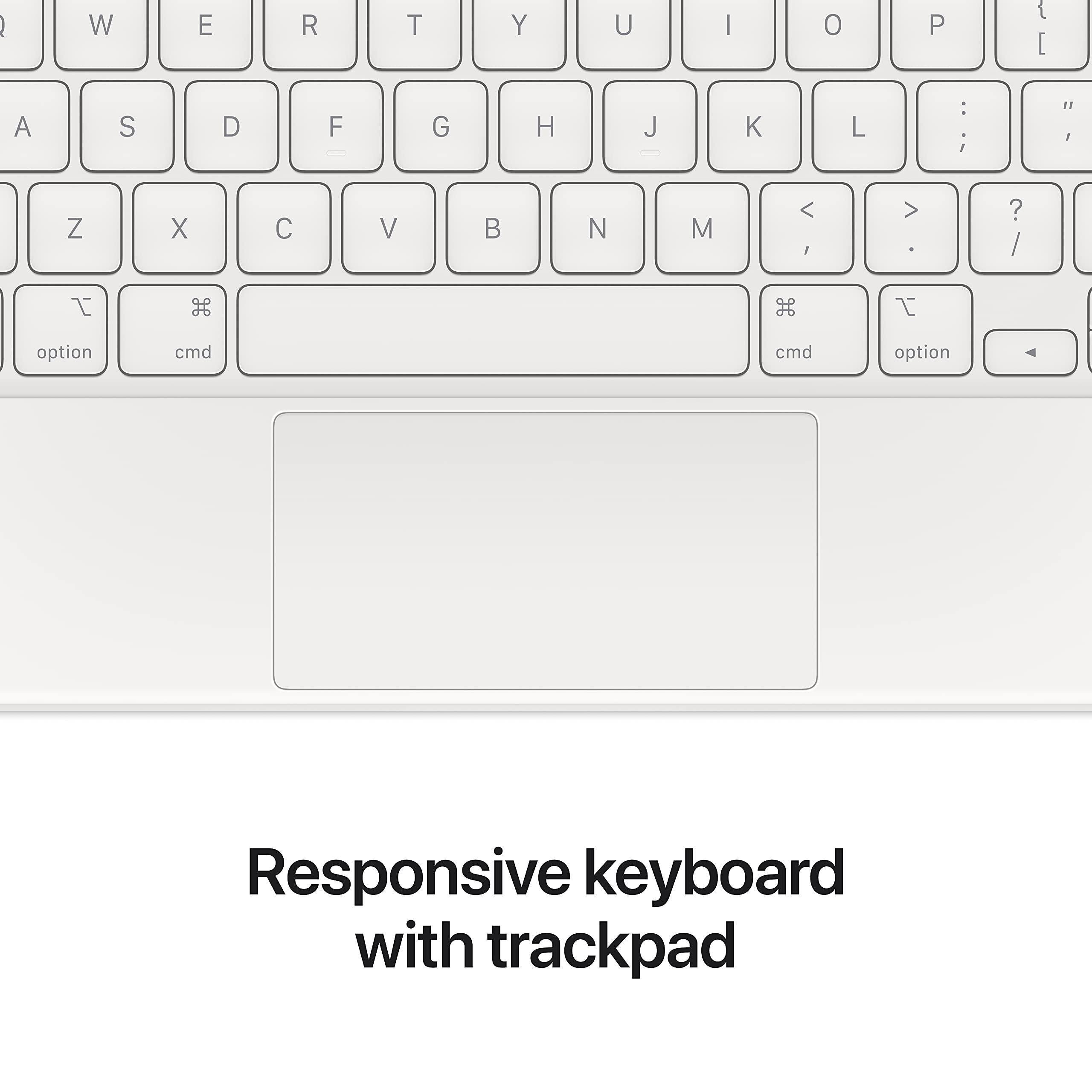 Apple Apple Magic Keyboard: iPad Keyboard case for iPad Pro 11-inch (1st, 2nd, 3rd, 4th gen) and iPad Air (4th, 5th gen, and M2), Great Typing Experience, Built-in trackpad, US English - White