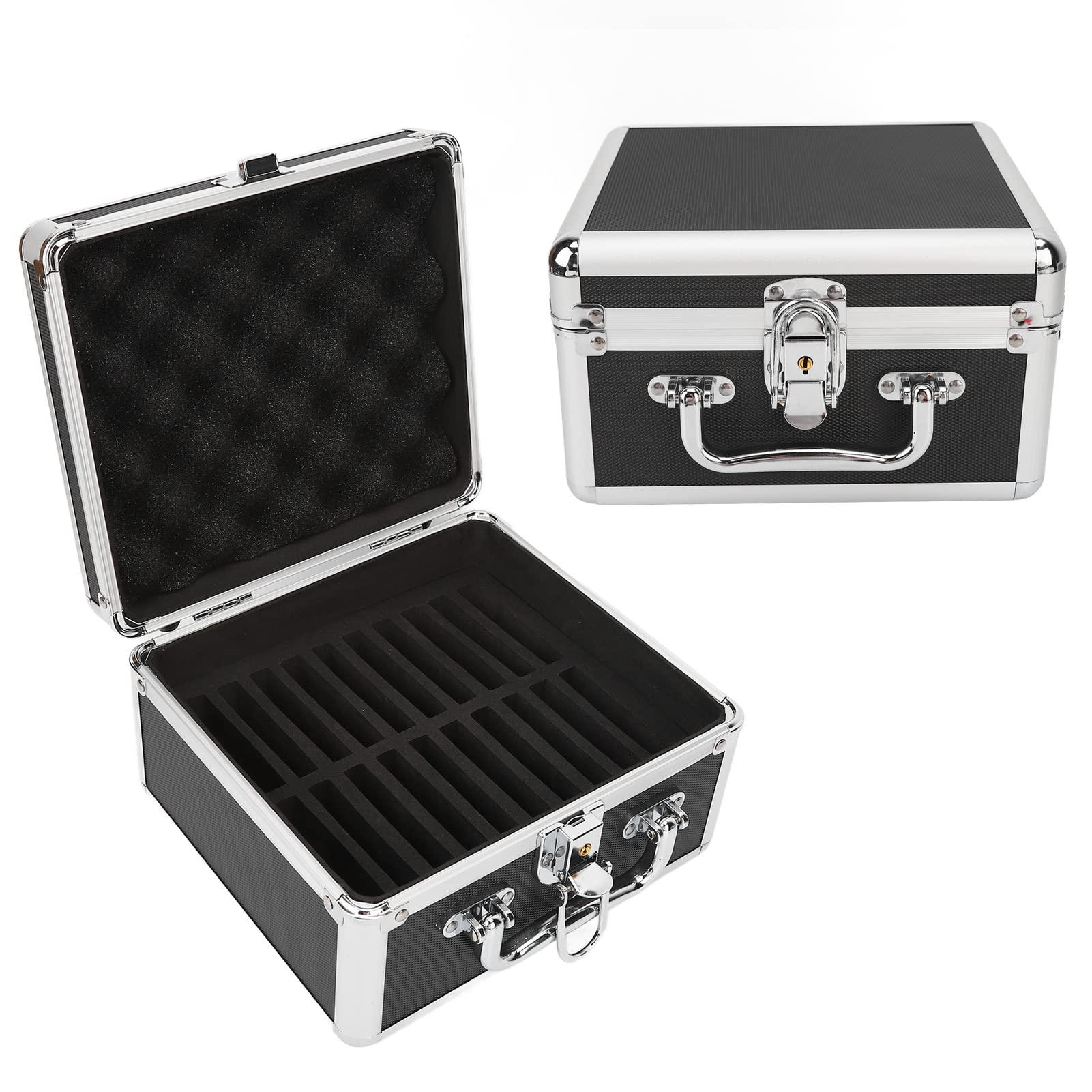 Heayzoki 2.5 Inch Hard Drive Storage Box, Hard Drive Storage Box Case with Security Lock, 20 Bays Waterproof External Hard Disk Carrying Case Convenient Handle