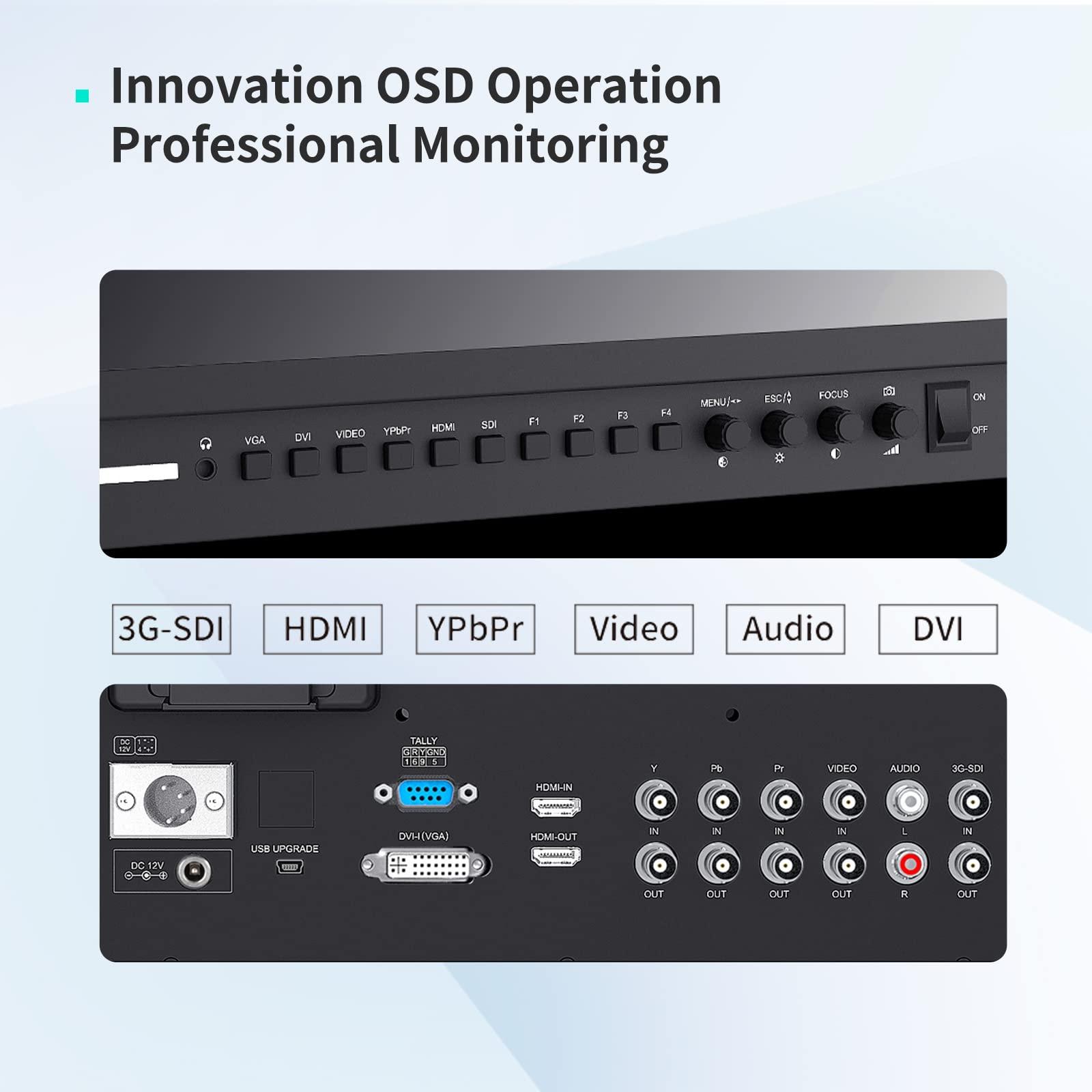 FEELWORLD FEELWORLD P173-9HSD 17.3 Inch Design 1920x1080 Desktop Monitor for Broadcast LCD Monitoring with 3G SDI HDMI YPbPr Input Output