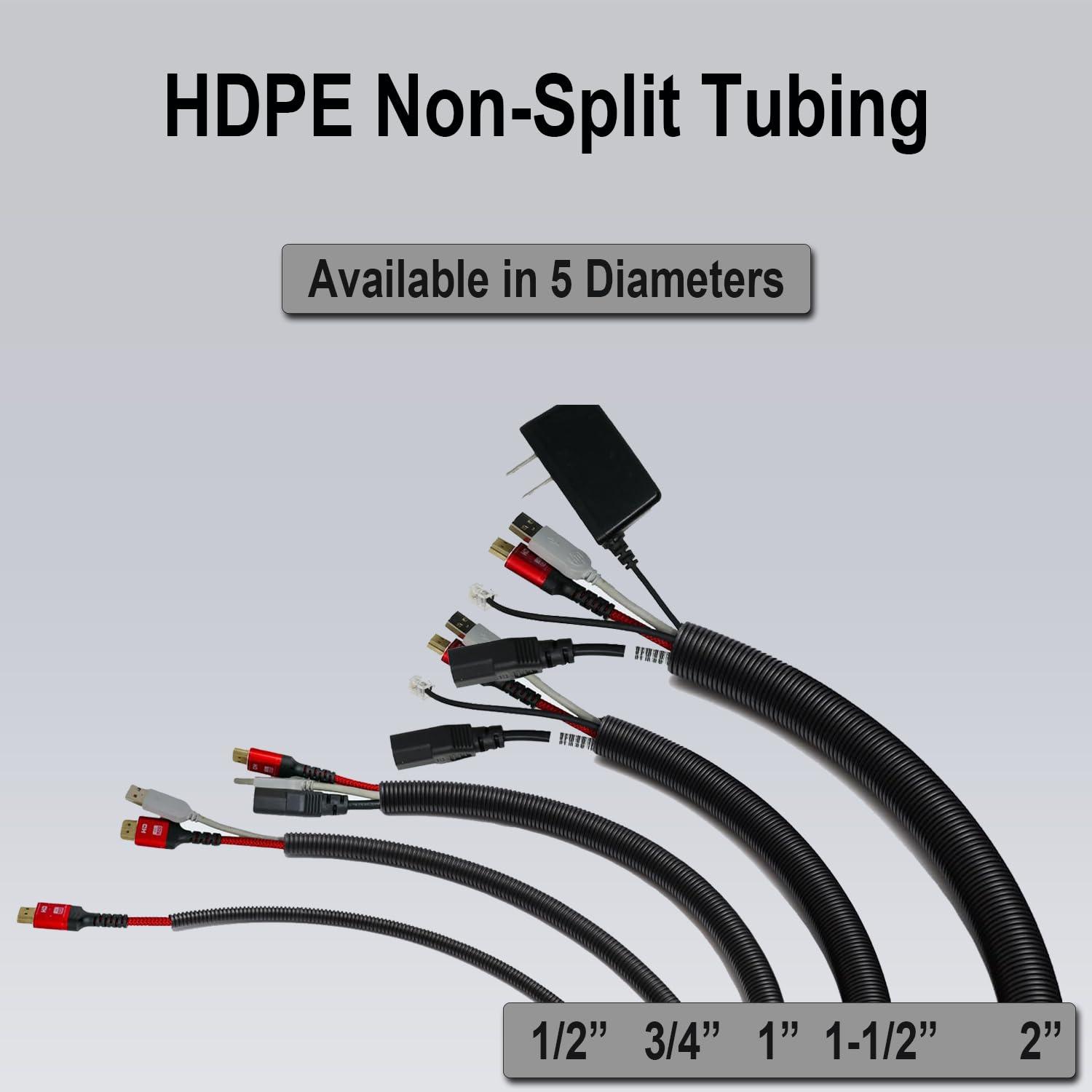 TEKTUBE Flexible Polyethylene HDPE Non-Split Corrugated Wire Loom Tubing (Red, 1" Dia. x 100 ft)