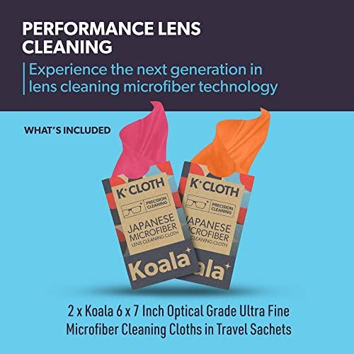 Koala Lifestyle Koala Lens Cleaning Cloth | Japanese Microfiber | Glasses Cleaning Cloths | Eyeglass Lens Cleaner | Eyeglasses, Camera Lens, VR/AR Headset, and Screen Cleaning | Pink & Orange (Pack of 2)