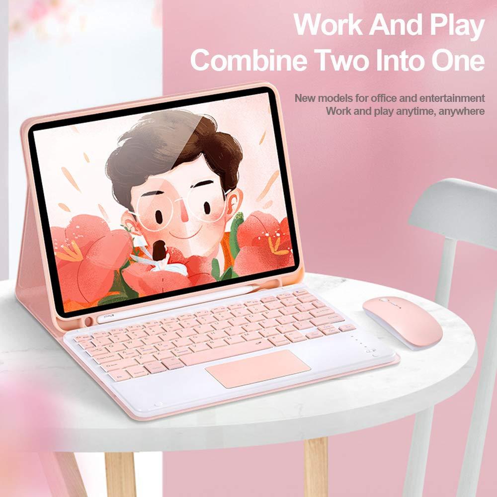 SENLAN for iPad Mini 6th Generation 8.3 '' Keyboard Case with Touchpad/Pencil Holder Detachable Bluetooth Keyboard Color Keys Slim PU Leather case for iPad Mini6 (Mint Green, iPad mini6)