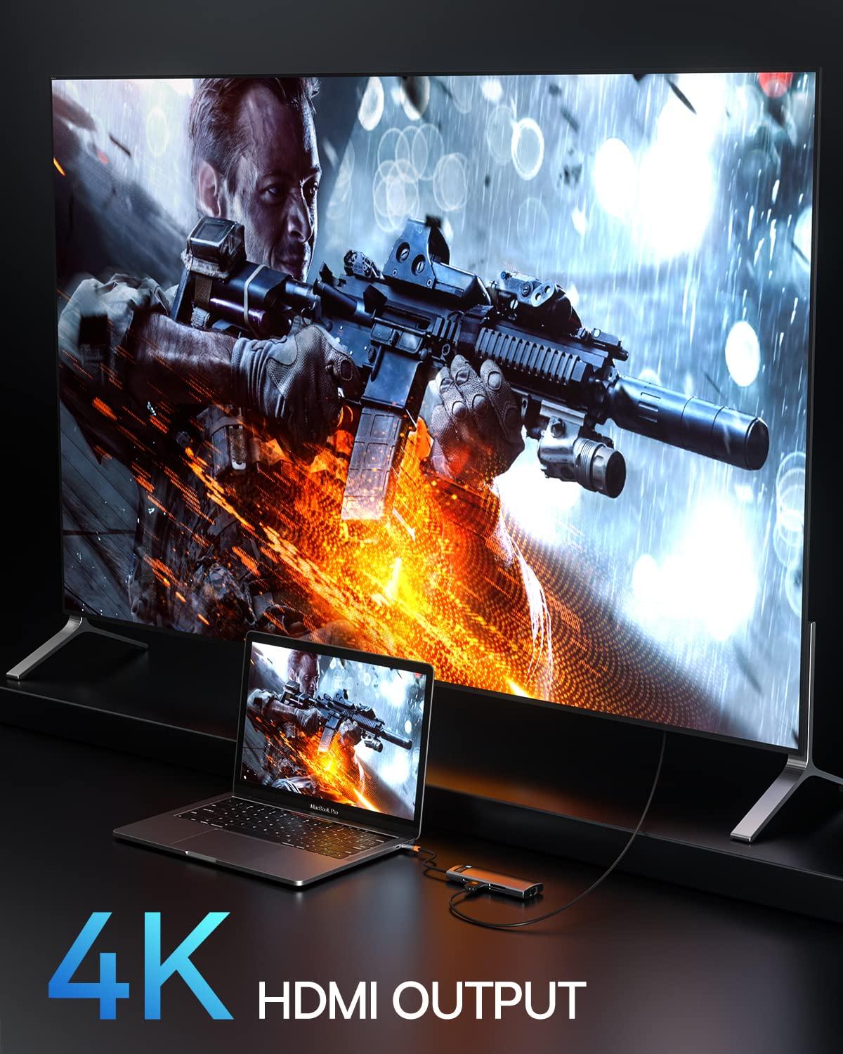 Baseus Baseus 8-in-1 USB C Hub Docking Station, USB C Adapter with 4K HDMI, 3 USB 3.0, TF/SD Reader, Ethernet, 100W Power Delivery Compatible with MacBook, Surface, iPad, Steam Deck or Other Type C Devices