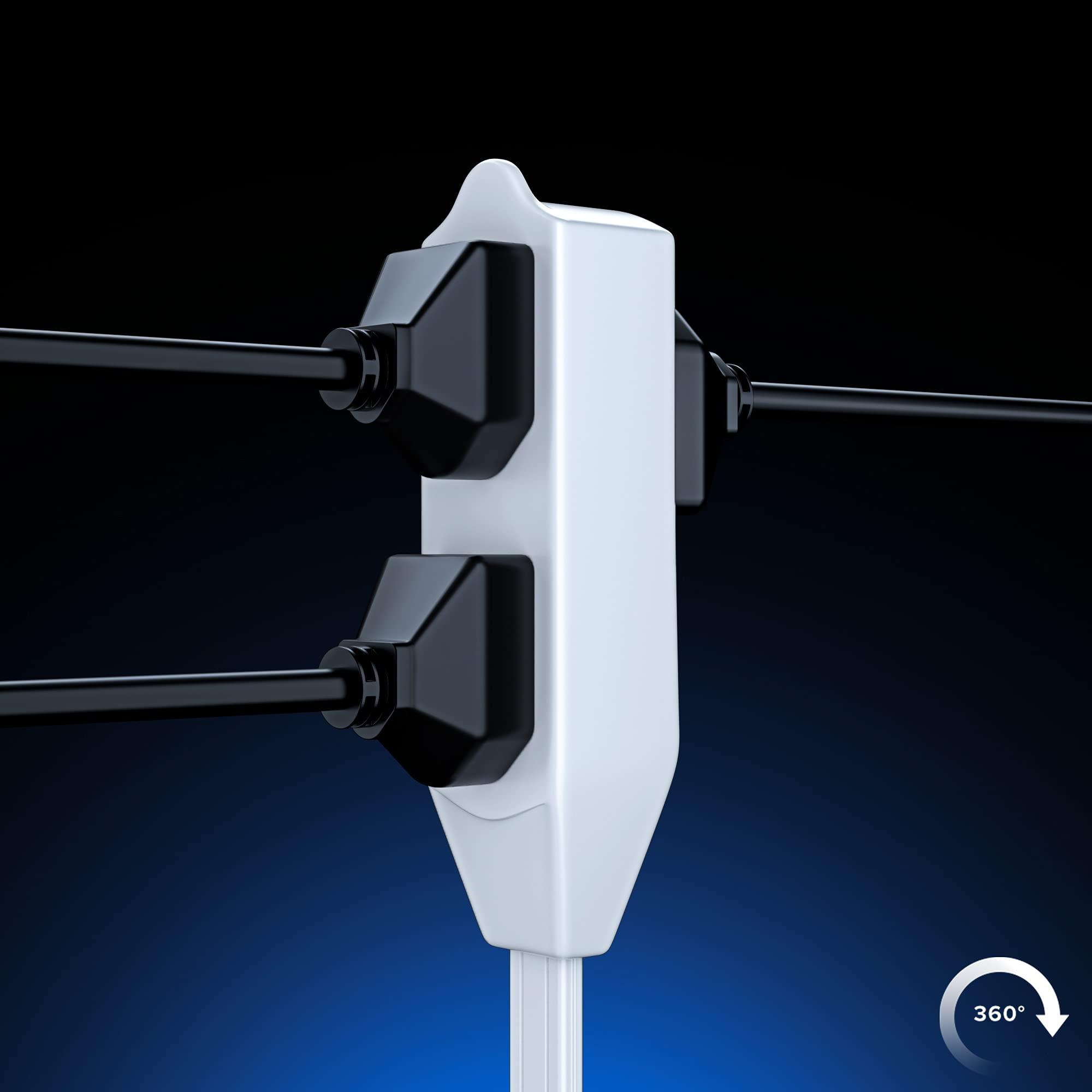 Maximm Maximm Cable 1 Ft 360 Rotating Flat Plug Extension Cord/Wire, 16 AWG Multi 3 Outlet Extension Wire, 3 Prong Grounded Wire - White - UL Certified