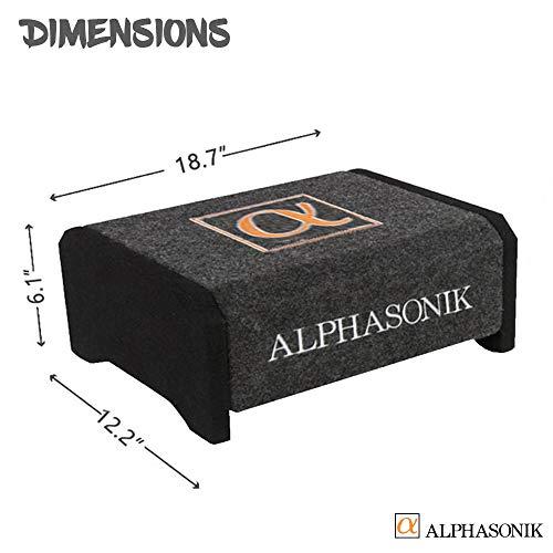Alphasonik Alphasonik AS10DF 10" 1200 Watts 4-Ohm Down Fire Shallow Mount Flat Enclosed Sub woofer for Tight Spaces in Cars and Trucks, Slim Thin Loaded Subwoofer Air Tight Sealed Bass Enclosure