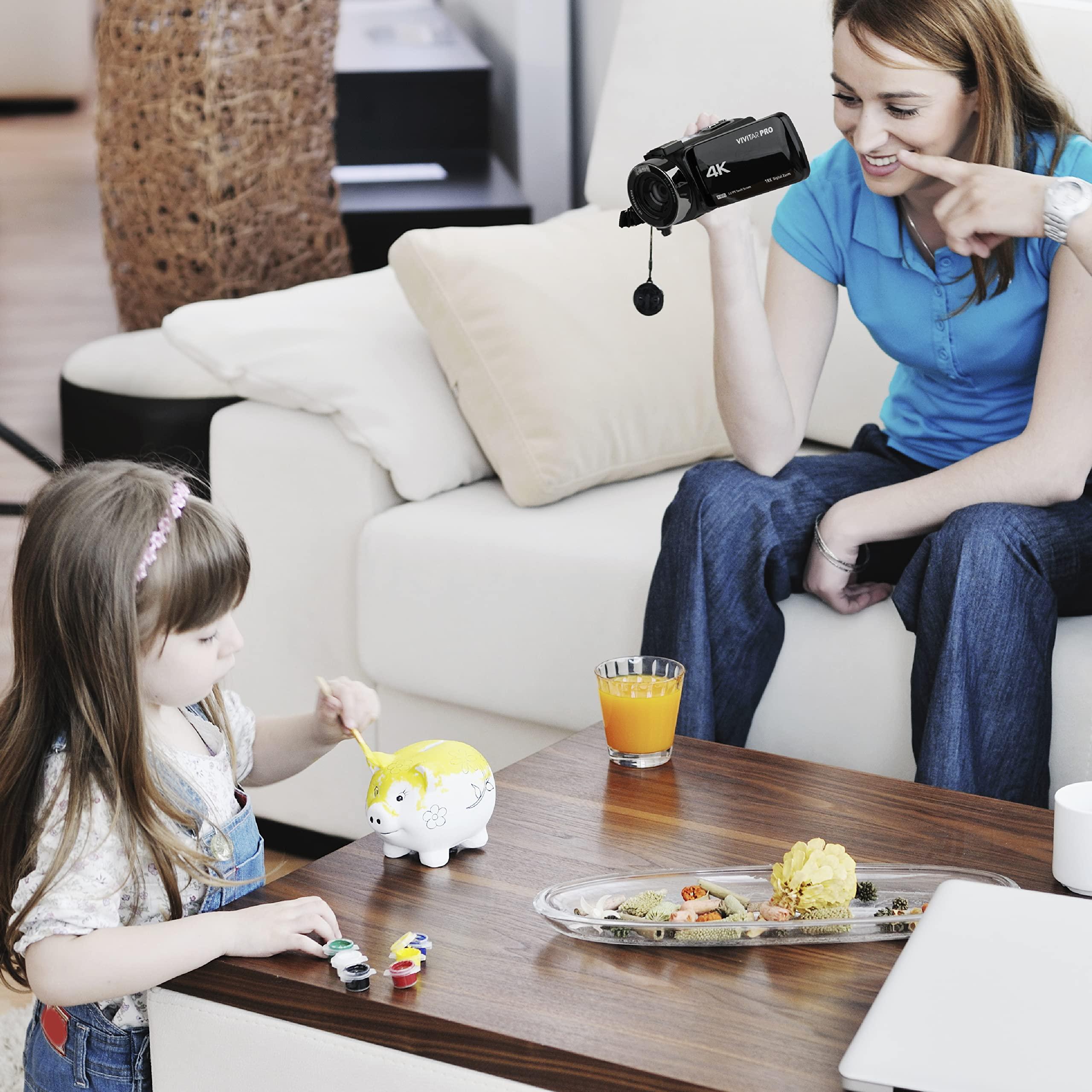 Vivitar Vivitar 4K Video Camera, Wi-Fi Ultra HD Camcorder with 18x Digital Zoom, 3 IPS Touchscreen Video Recorder with Night Vision, Vlogging Camera with 3.5mm Microphone Jack, Rechargeable, SD Card Slot