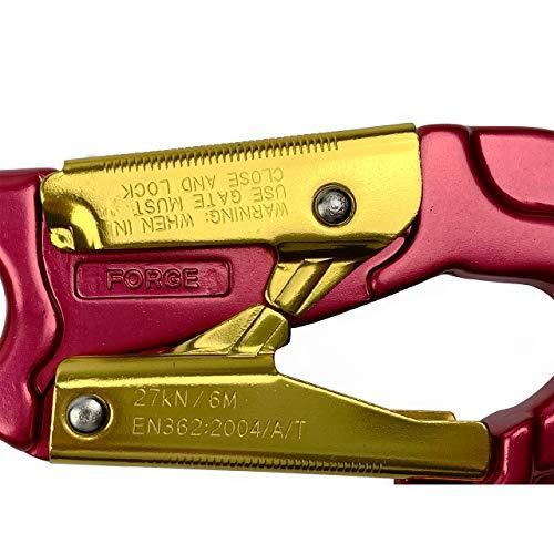 ProClimb ProClimb Forged Aluminum Snaphook - Double Action Self Locking Gate, Captive Eye 27 kN - Red-Snaphook- Aluminum Snap Hook Hardware