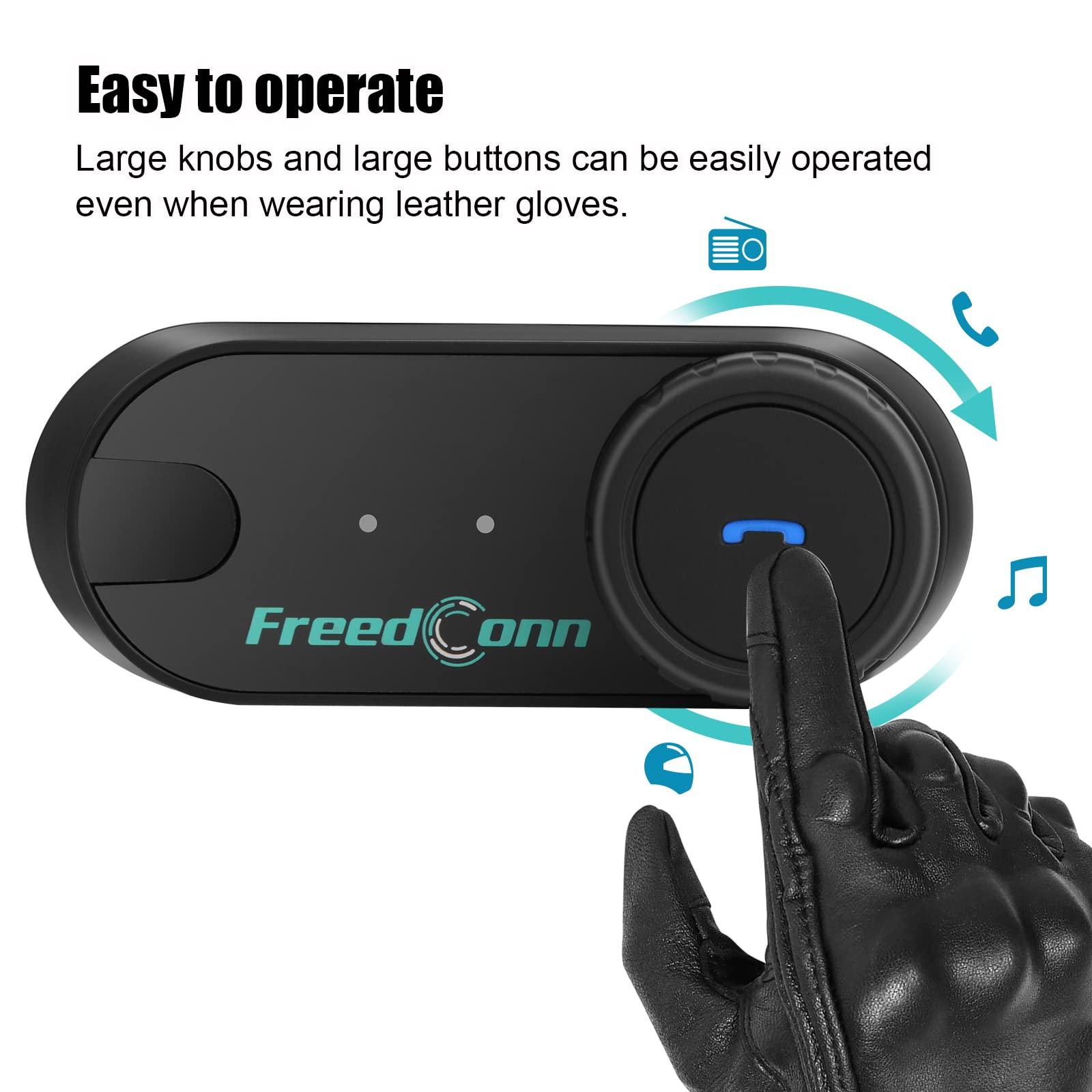 FreedConn FreedConn Motorcycle Bluetooth Headset TCOM VB with Helmet Communication System Music Sharing/Universal Pairing/2-3 Riders 800M Bluetooth Intercom Motorcycle Accessories(2 Pack)
