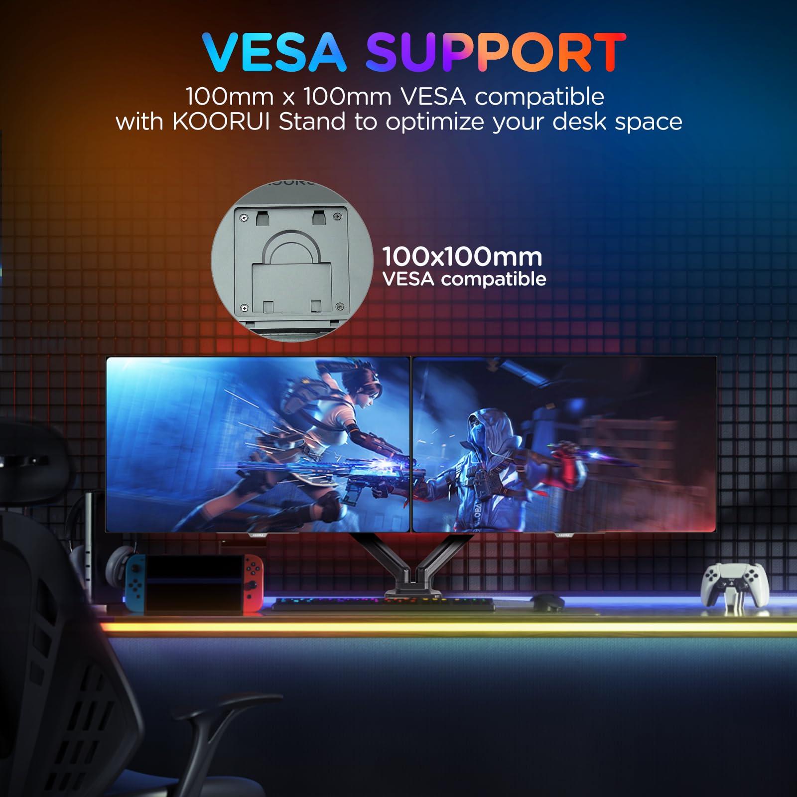 KOORUI KOORUI 27 inch OLED Gaming Monitor, 1440P 240Hz Computer Monitor, 0.03ms, AdaptiveSync Compatible, 90W Type-C Charge, DCI-P3, Slim Screen, HDMI 2.0, DisplayPort 1.4, USB-C 3.1, VESA, Black, 27E8QK