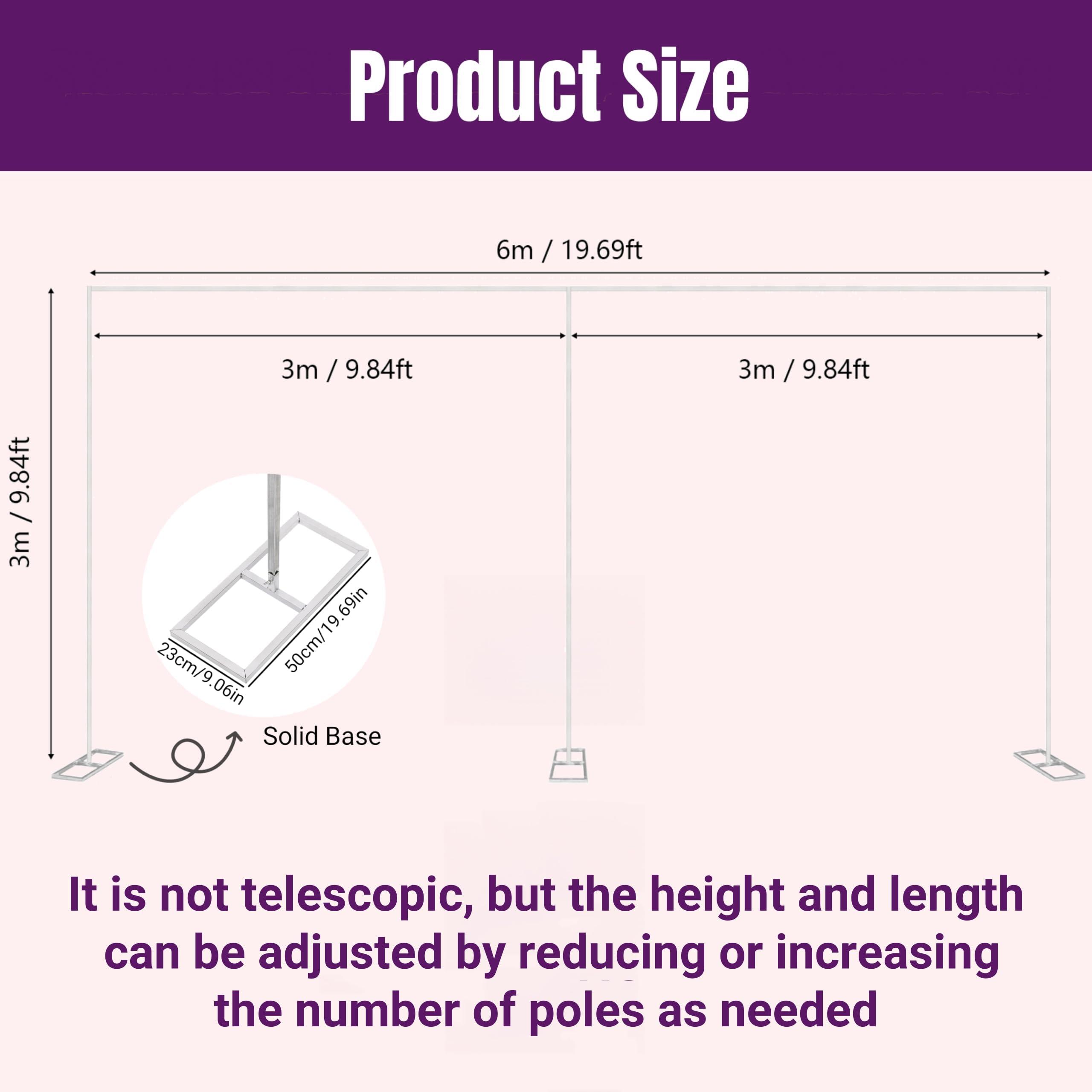 MARTEXBUY MARTEXBUY 10x20ft Backdrop Stand, Wedding Party Backdrop Stand Pipe Kit Curtain Frame, Professional Background Support, Heavy Duty Backdrop Stand for Wedding Party Celebration Photography Baby Shower